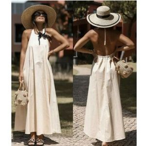 Zara poplin midi halter dress XS New